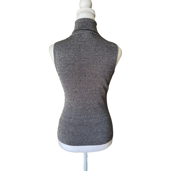 Vintage Y2K Turtleneck Tank Sz S Metallic Gunmetal Cybercore Rave Edgy Glam NWT - Picture 7 of 11